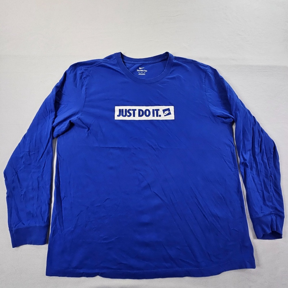 Nike Just Do It Blue Long Sleeve T-Shirt Men's XL
